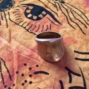 Vintage stamped 925 silver modernist ring, 1970's size 8